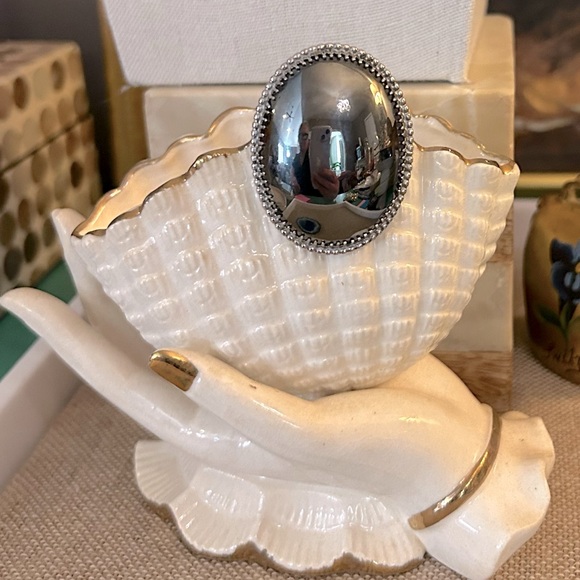 Whiting & Davis Jewelry - Vintage Whiting & Davis Signed Hematite Brooch